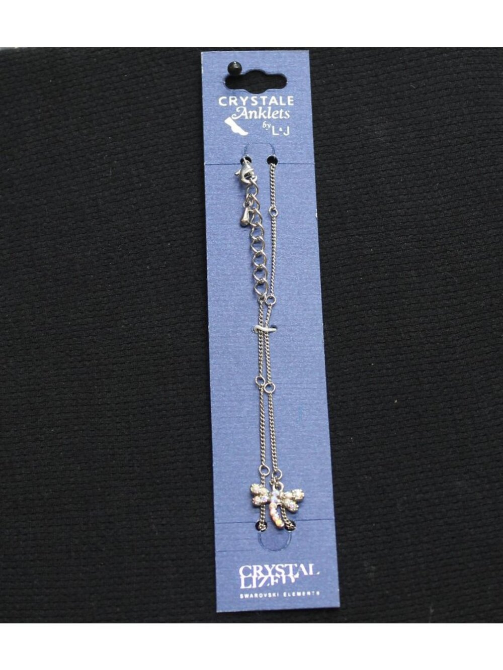 NWT Crystale by L & J Swarovski Crystal Anklet Silver Gray / Clear 8" + 1.5"